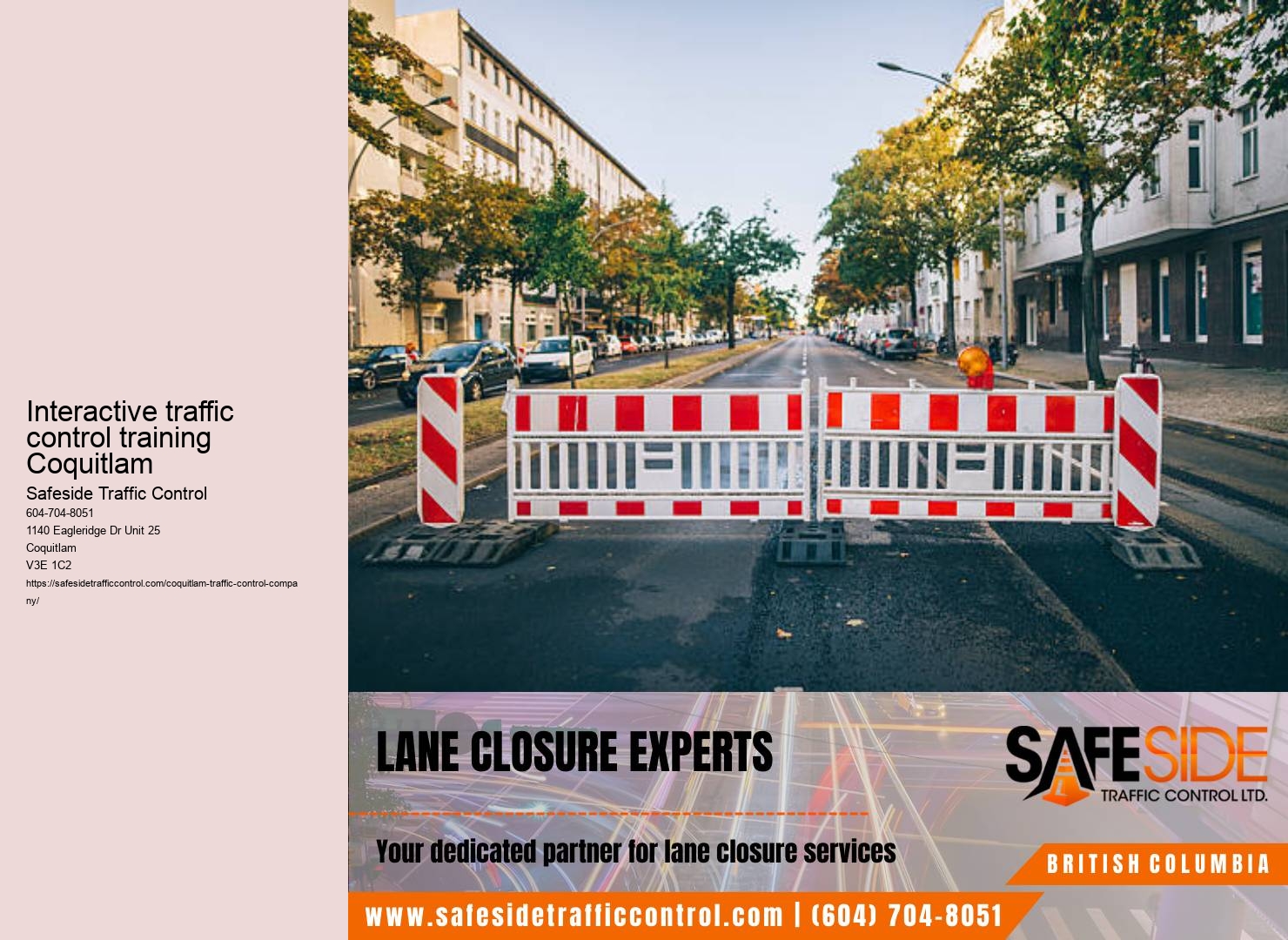 Roadwork traffic control devices rental Coquitlam